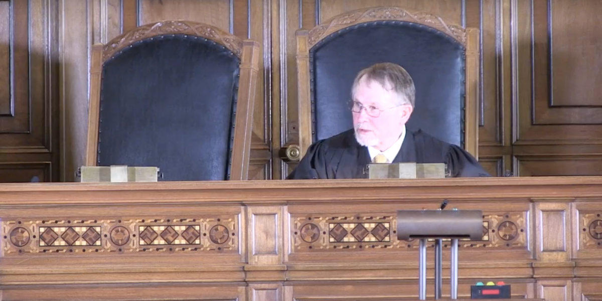 Justice John Wright Presiding over the Reenactment of the Chief Standing Bear Trial