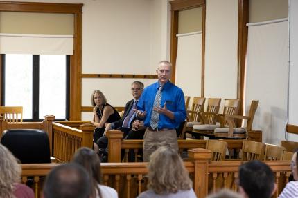 Day 1: Chief Justice Summer Tour First Stop at the Garden County Courthouse for Lunch and Presentation (Oshkosh)