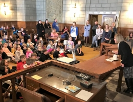 Students tour the Supreme Court courtroom