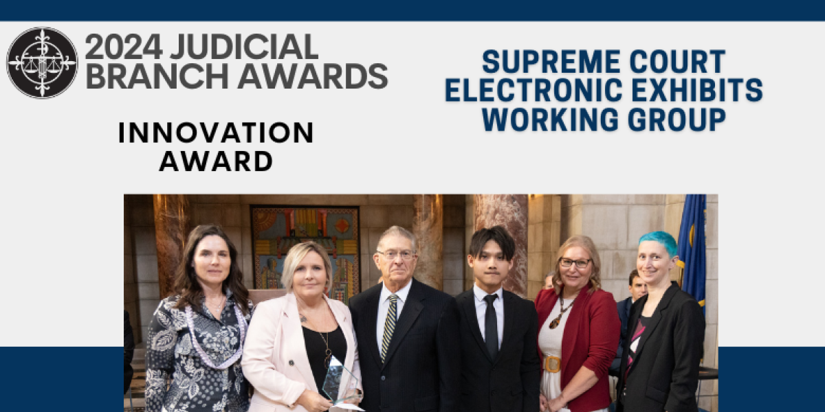 Photo, from left: Amy Prenda, Sherri Dennis, former Chief Justice Mike Heavican, Nate Liew, Sue Nieto and Mary Putnam.