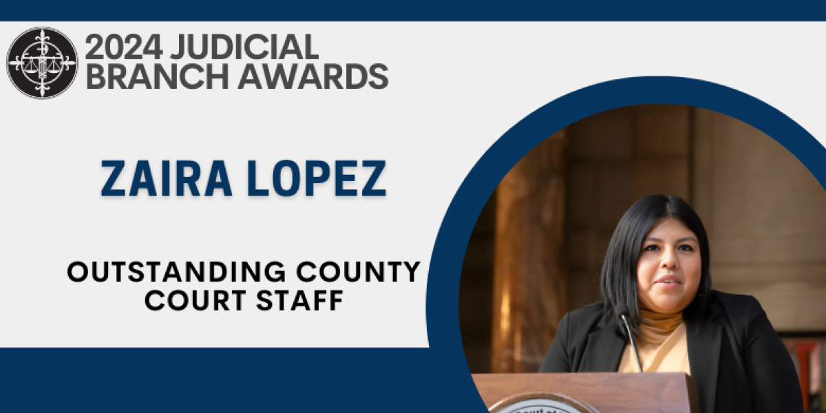 Outstanding County Court Staff, 2024 Awarded to: Zaira Lopez, Colfax County Court Records Clerk.