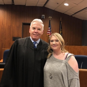 Drug court graduate and judge