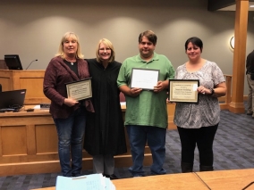 Judge Rachel Daugherty (second from left) with Merrick/Hamilton graduates