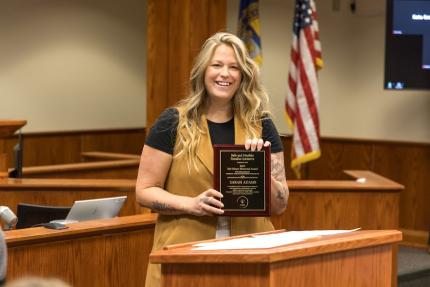 Sarah Adams, Lincoln-based therapist and owner of Bloom Counseling LLC, has been honored with the 2025 Bob Moyer Memorial Award for Excellence in Domestic Violence-Informed Practice.