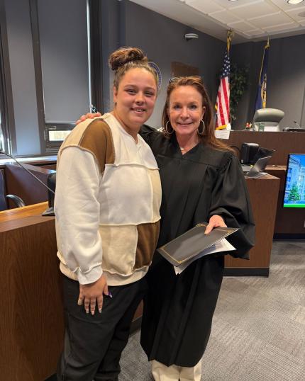 Photo L-R: graduate Hailey and Judge Shelly Stratman.