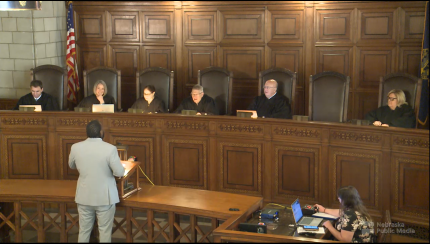 Judge Harder sitting with the Nebraska Supreme Court.