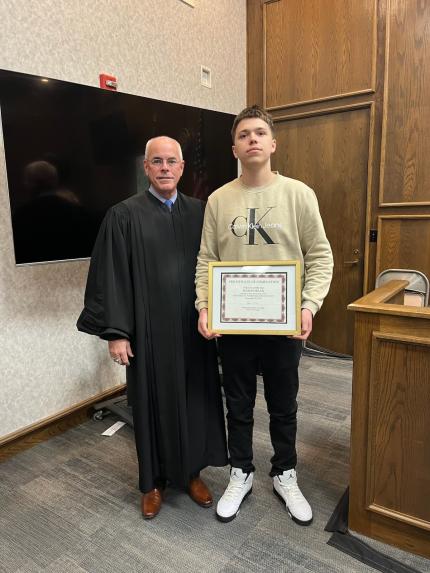 Judge Kube and graduate Mason (12/20/24)