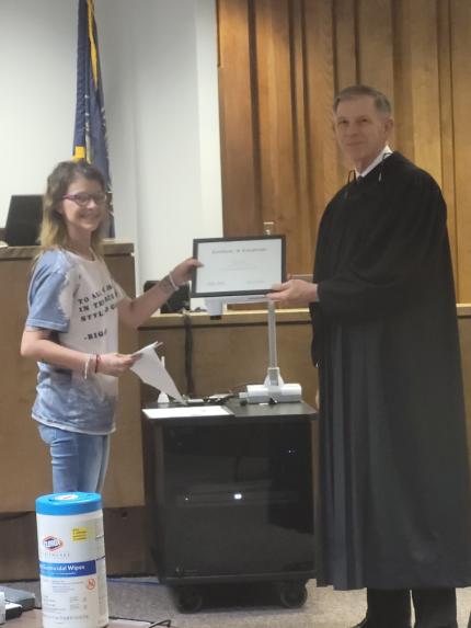 Judge Stecker with graduate, Ashley.